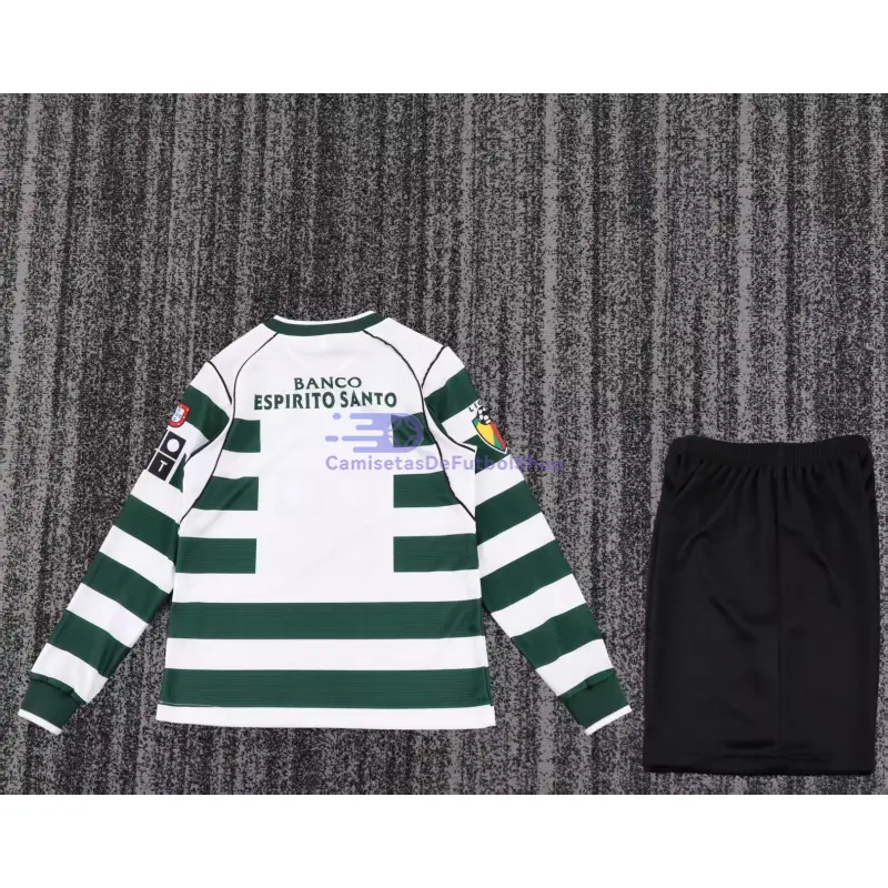 Camiseta Lisboa 2001/03 1ª Equipación Retro ML Blanco/Verde Niño Kit