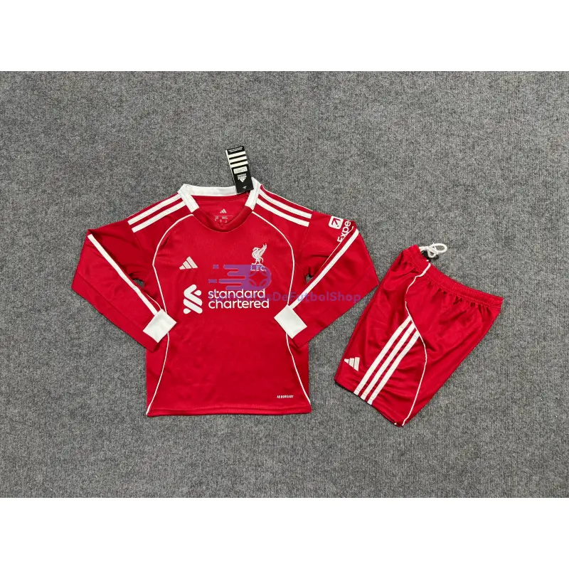 Camiseta Liverpool 2025/2026 1ª Equipación ML Rojo Niño Kit