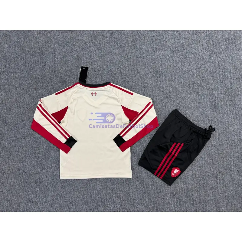 Camiseta Liverpool 2025/2026 2ª Equipación ML Blanco Niño Kit