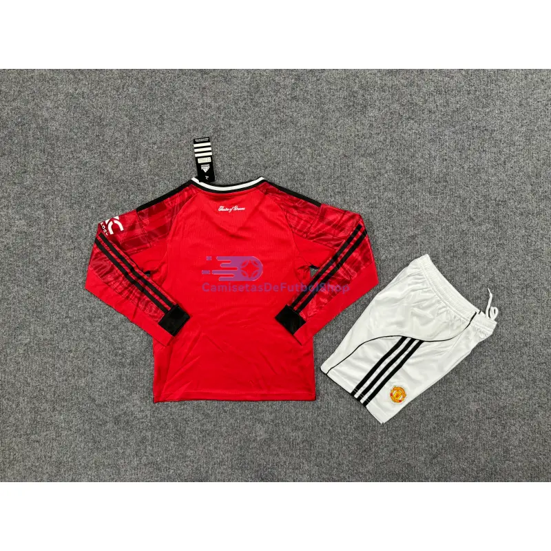 Camiseta Manchester United 2025/2026 1ª Equipación ML Rojo Niño Kit
