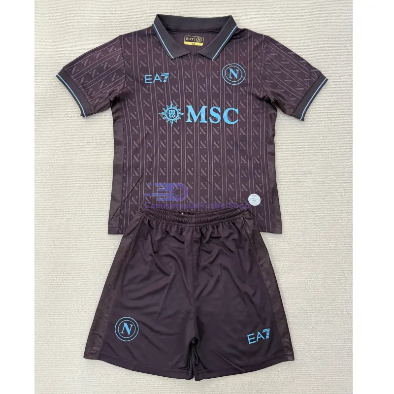 Camiseta Napoli 2025/2026 3ª Equipación Negro Niño Kit