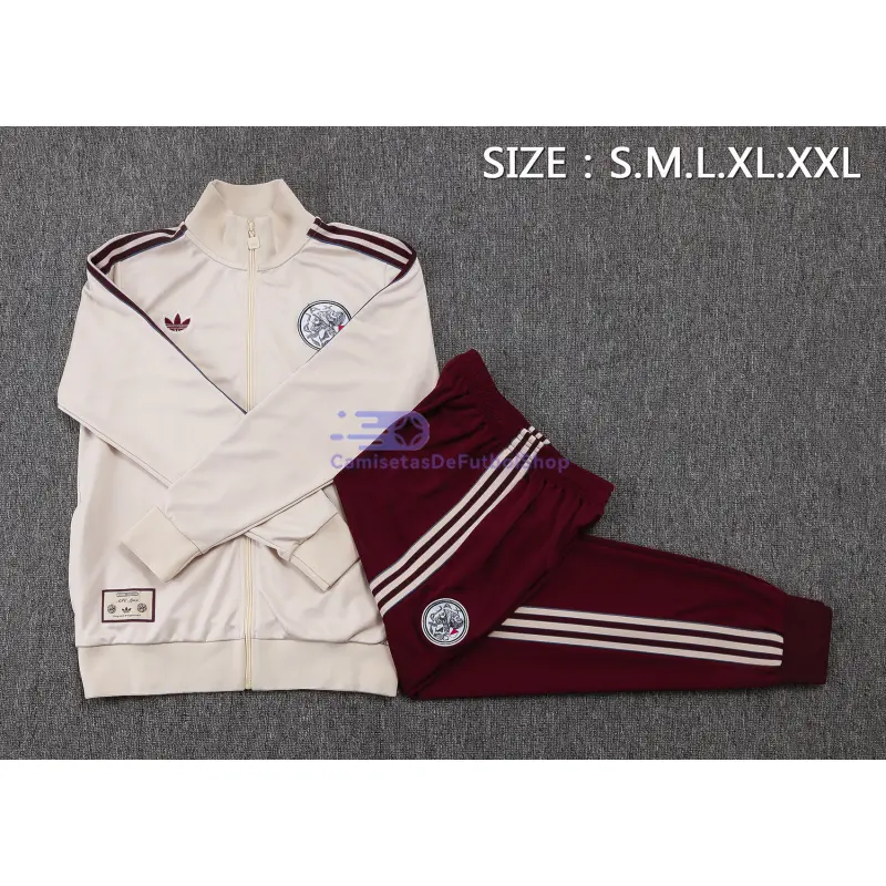 Chandal Ajax 2025/2026 Beige/Borgoña