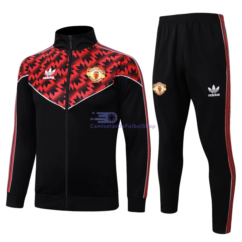 Chandal Manchester United 2025/2026 Negro/Rojo con Estampado
