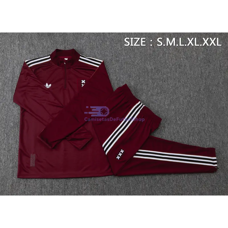 Sudadera De Entrenamiento Ajax 2025/2026 Kit Retro Borgoña Oscuro