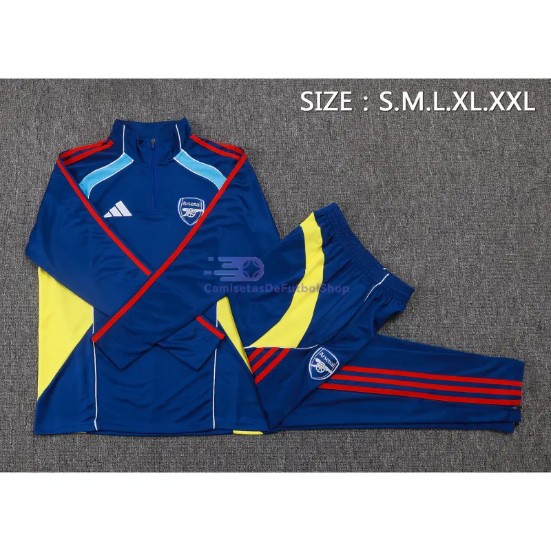 Sudadera De Entrenamiento Arsenal 2025/2026 Kit Azul Real/Amarillo