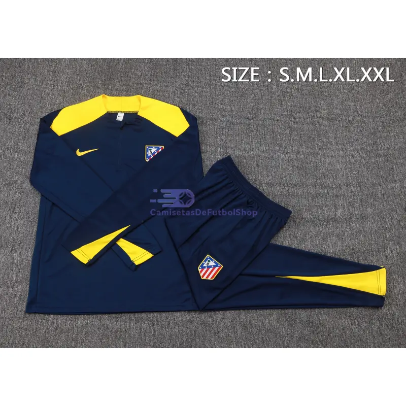 Sudadera De Entrenamiento Atlético de Madrid 2025/2026 Kit Azul Oscuro/Amarillo