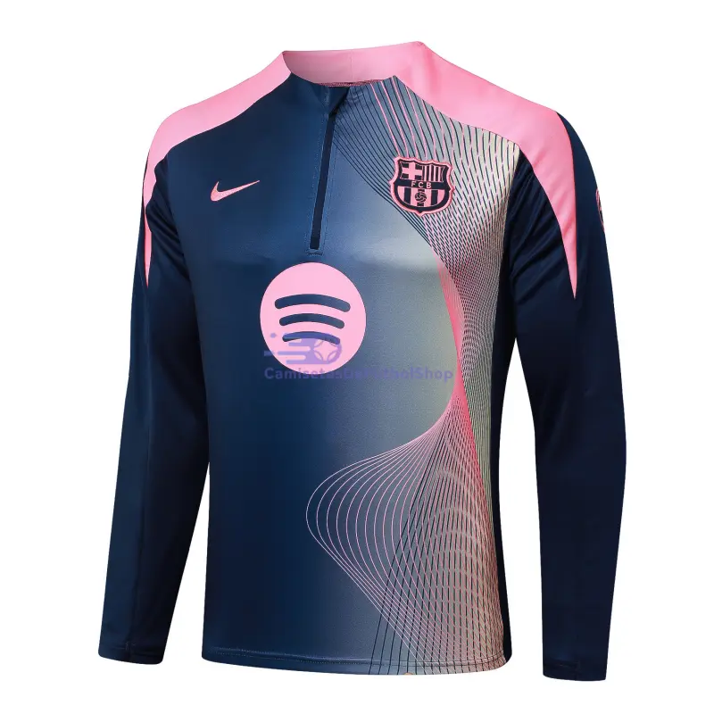 Sudadera De Entrenamiento Barcelona 2025/2026 Azul/Rosa con Estampado