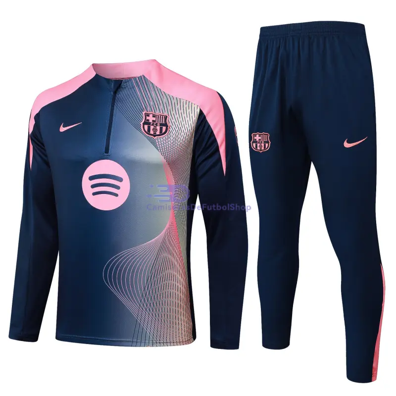 Sudadera De Entrenamiento Barcelona 2025/2026 Azul/Rosa con Estampado