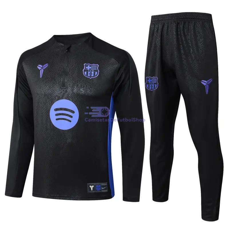 Sudadera De Entrenamiento Barcelona 2025/2026 Kit Negro/Morado con Estampado en Seco