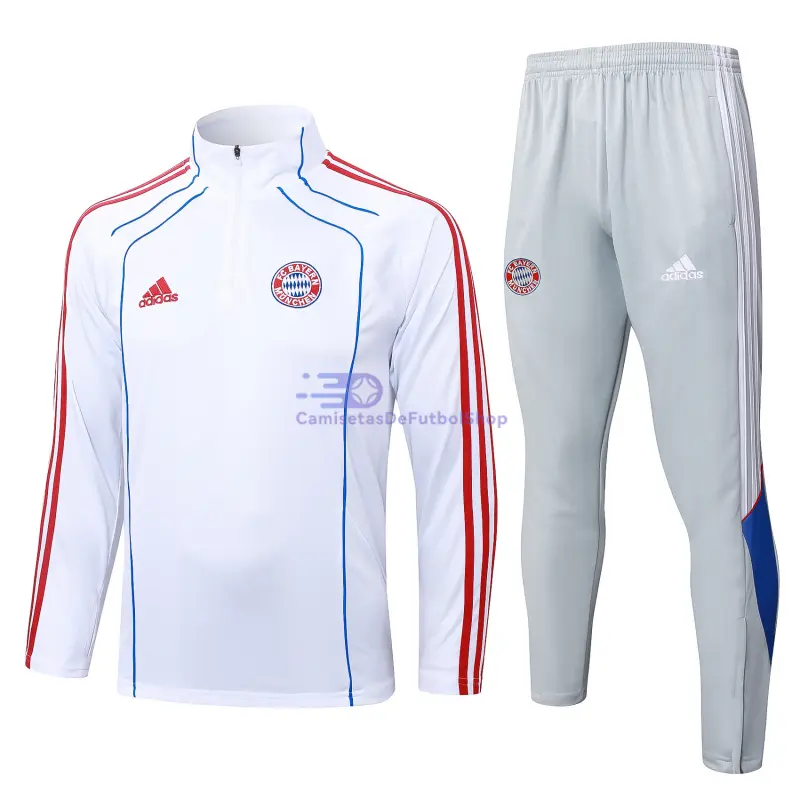 Sudadera De Entrenamiento Bayern Múnich 2025/2026 Kit Retro Blanco/Azul/Rojo