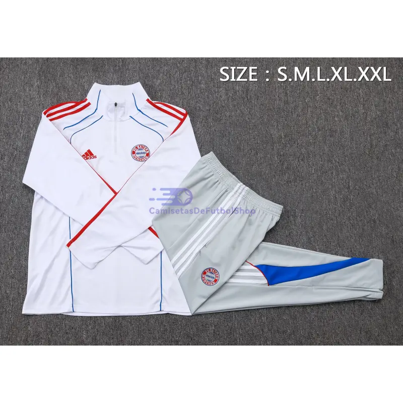 Sudadera De Entrenamiento Bayern Múnich 2025/2026 Blanco/Azul/Rojo