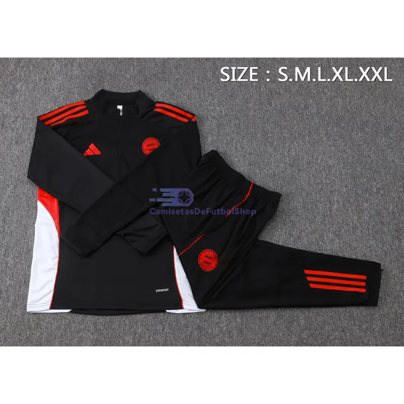 Sudadera De Entrenamiento Bayern Múnich 2025/2026 Kit Negro/Rojo/Blanco