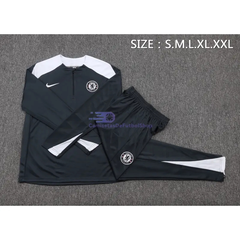 Sudadera De Entrenamiento Chelsea 2025/2026 Kit Gris Oscuro/Blanco