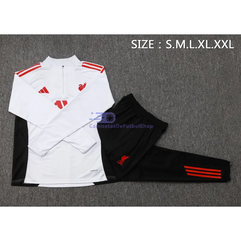 Sudadera De Entrenamiento Liverpool 2025/2026 Kit Blanco/Rojo/Negro