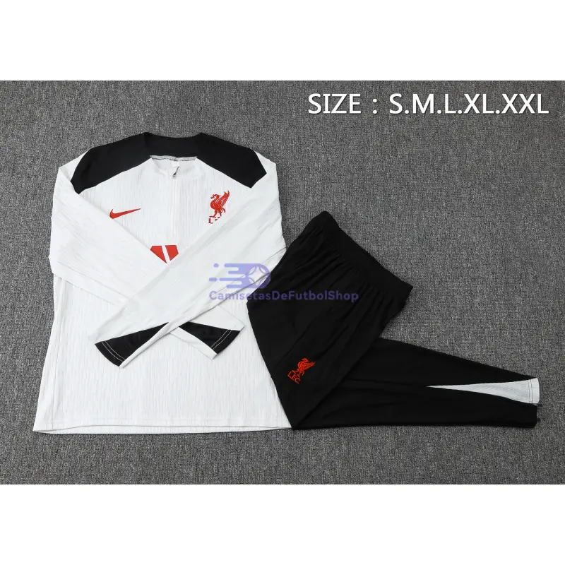 Sudadera De Entrenamiento Liverpool 2025/2026 Kit Blanco/Negro/Rojo