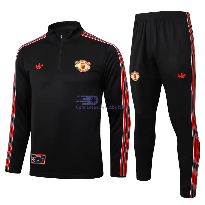 Sudadera De Entrenamiento Manchester United 2025/2026 Kit Retro Negro/Rojo