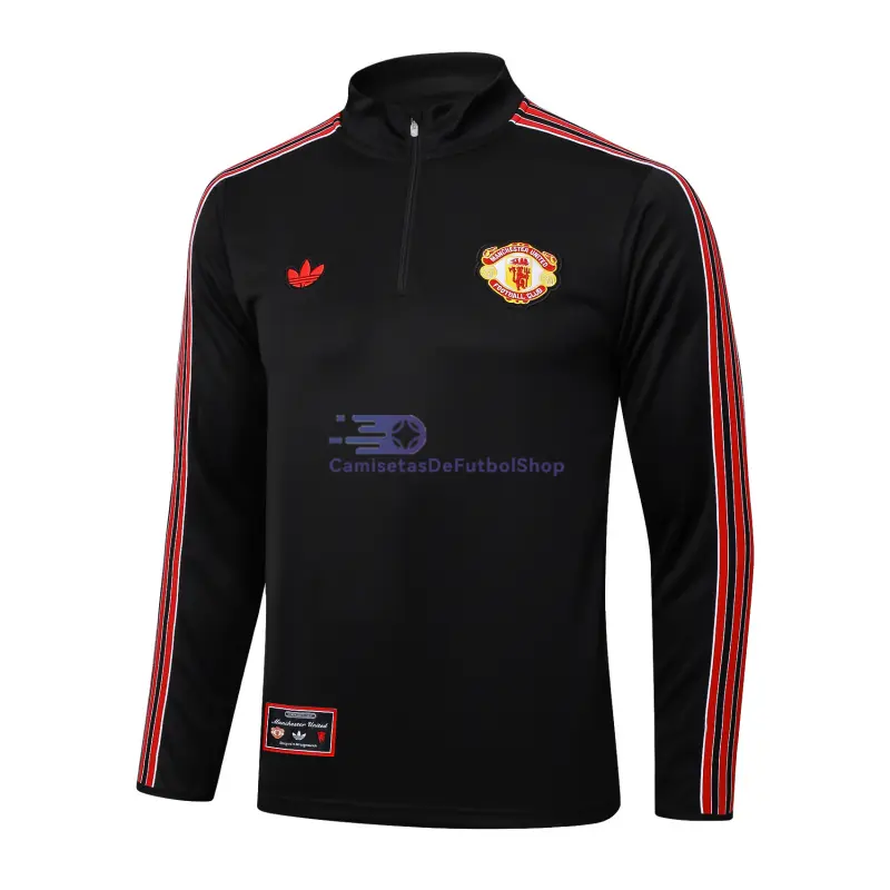 Sudadera De Entrenamiento Manchester United 2025/2026 Retro Negro/Rojo