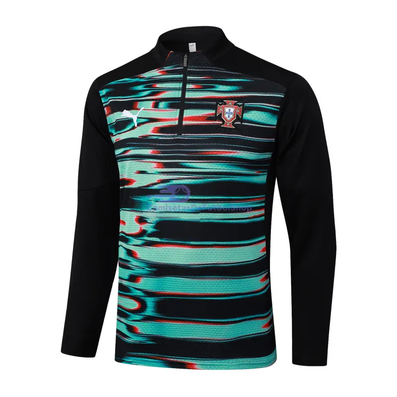 Sudadera De Entrenamiento Portugal 2025 Verde/Negro con Estampado