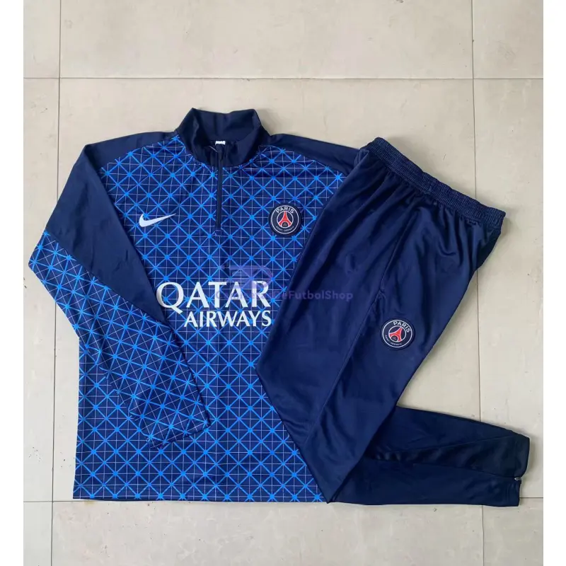 Sudadera De Entrenamiento PSG 2025/2026 Azul Real con Estampado de Cuadros