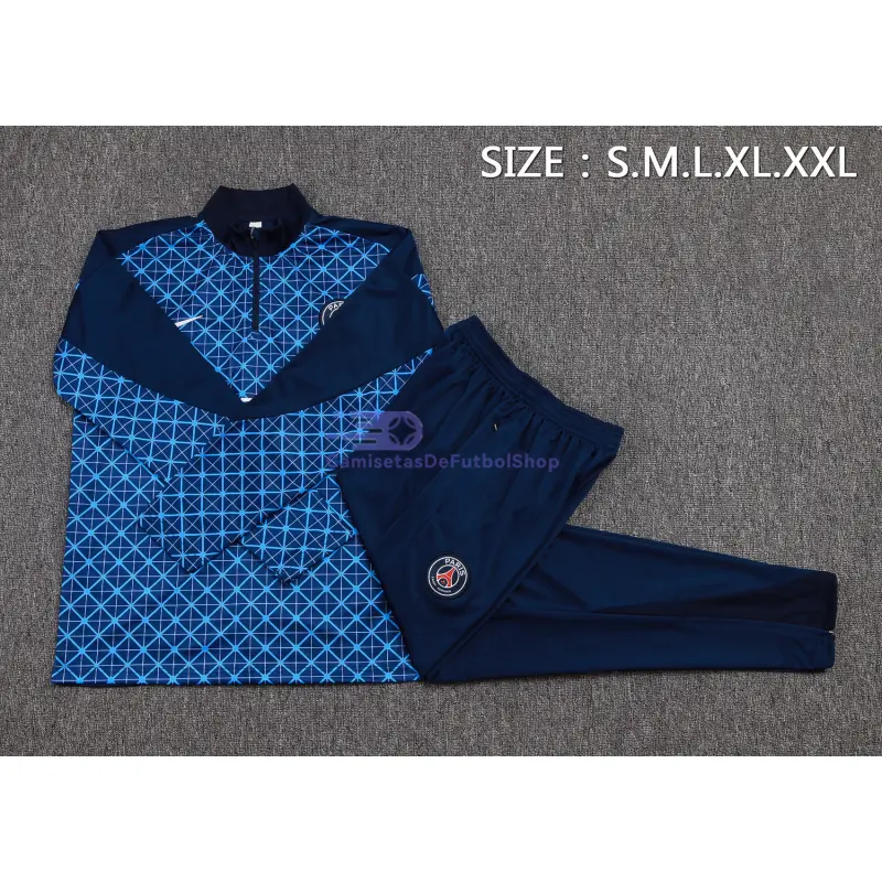 Sudadera De Entrenamiento PSG 2025/2026 Kit Azul Real con Estampado de Cuadros