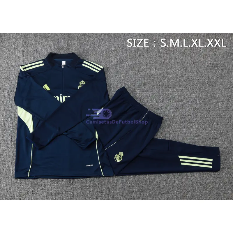 Sudadera De Entrenamiento Real Madrid 2025/2026 Kit Azul Marino/Amarillo