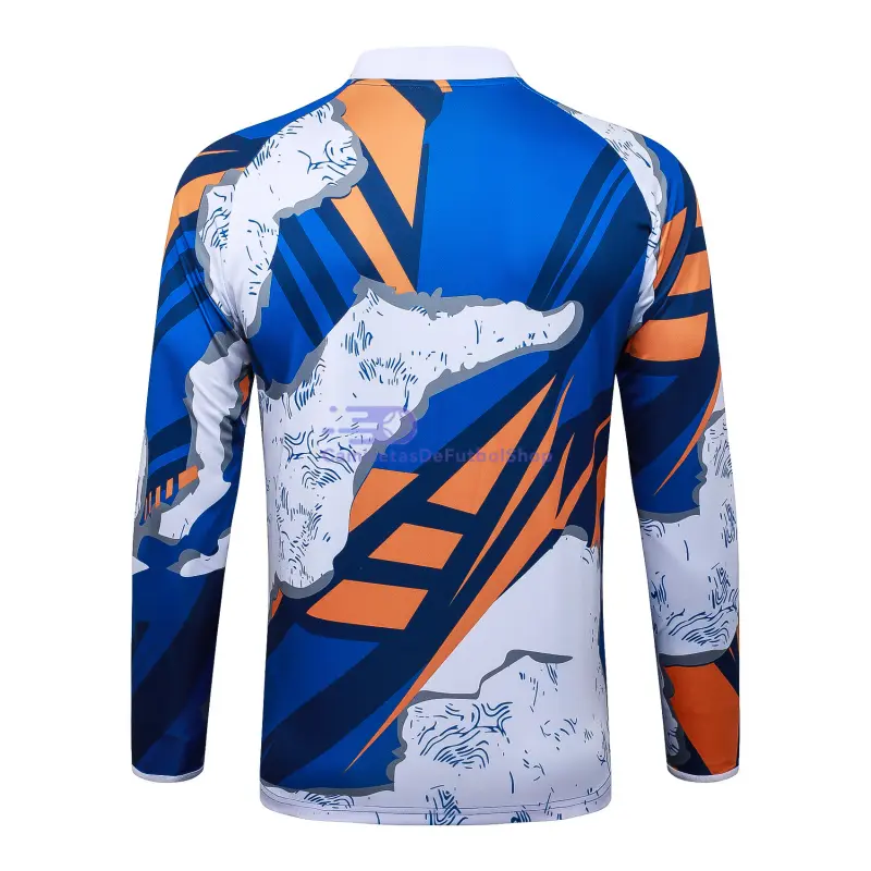 Sudadera De Entrenamiento Real Madrid 2025/2026 Blanco/Azul con Estampado