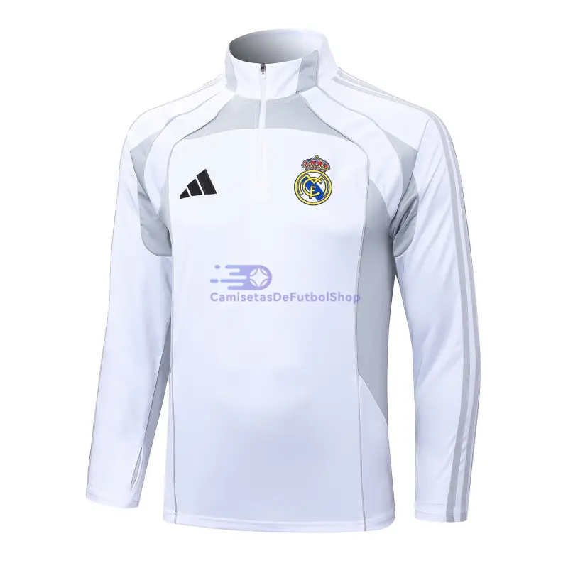 Sudadera De Entrenamiento Real Madrid 2025/2026 Blanco/Gris
