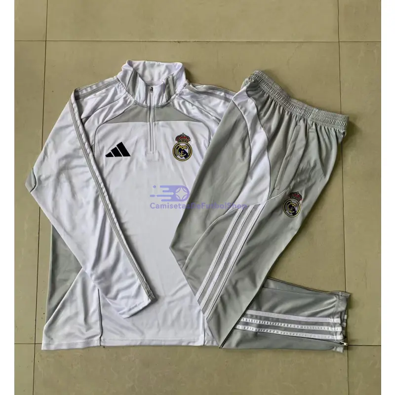 Sudadera De Entrenamiento Real Madrid 2025/2026 Blanco/Gris