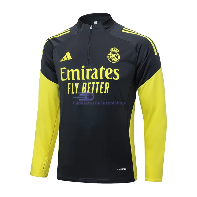 Sudadera De Entrenamiento Real Madrid 2025/2026 Gris Oscuro/Amarillo