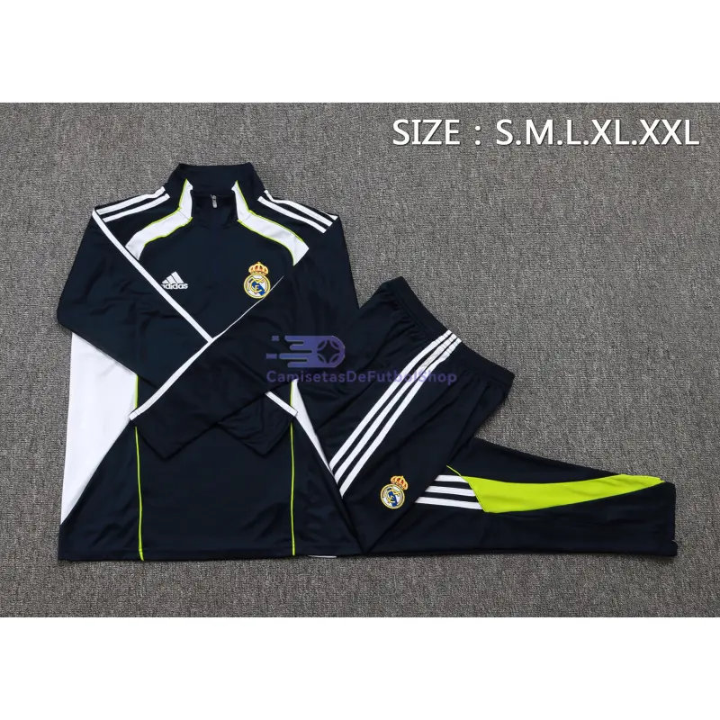 Sudadera De Entrenamiento Real Madrid 2025/2026 Kit Retro Azul Marino/Blanco