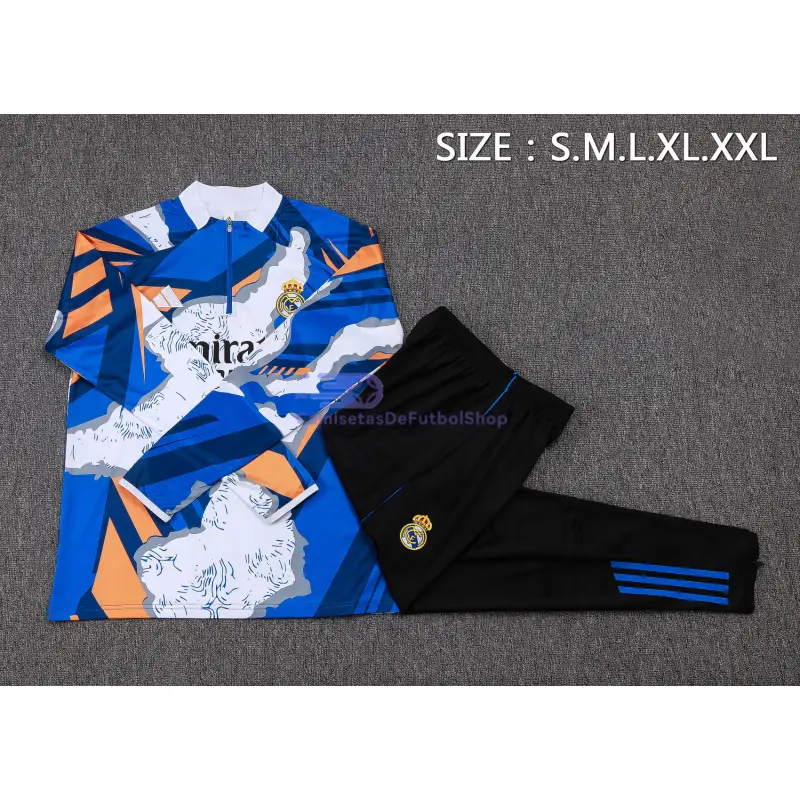 Sudadera De Entrenamiento Real Madrid 2025/2026 Kit Blanco/Azul con Estampado