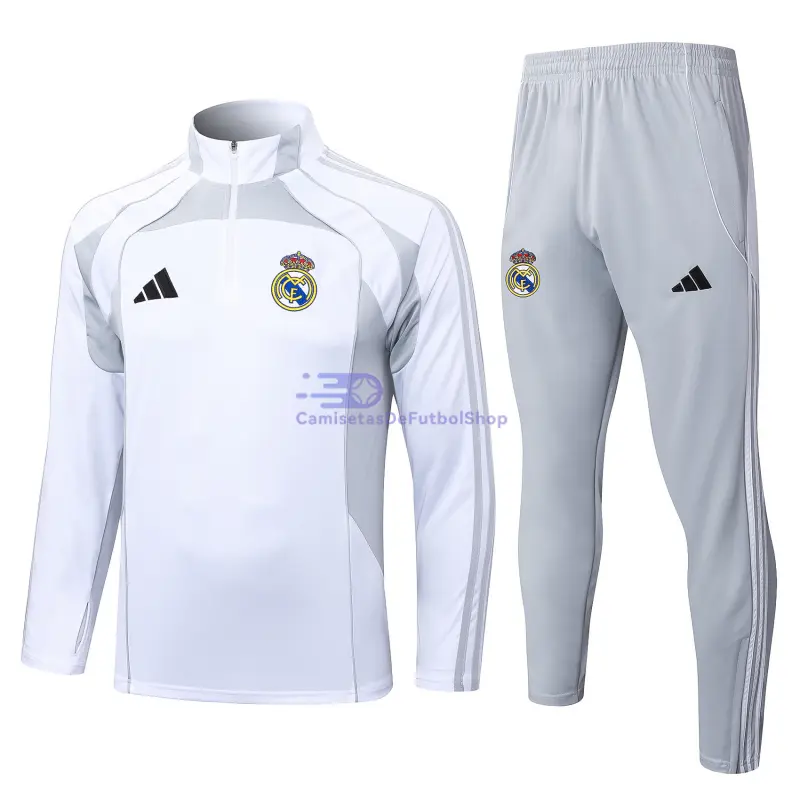 Sudadera De Entrenamiento Real Madrid 2025/2026 Kit Gris/Blanco