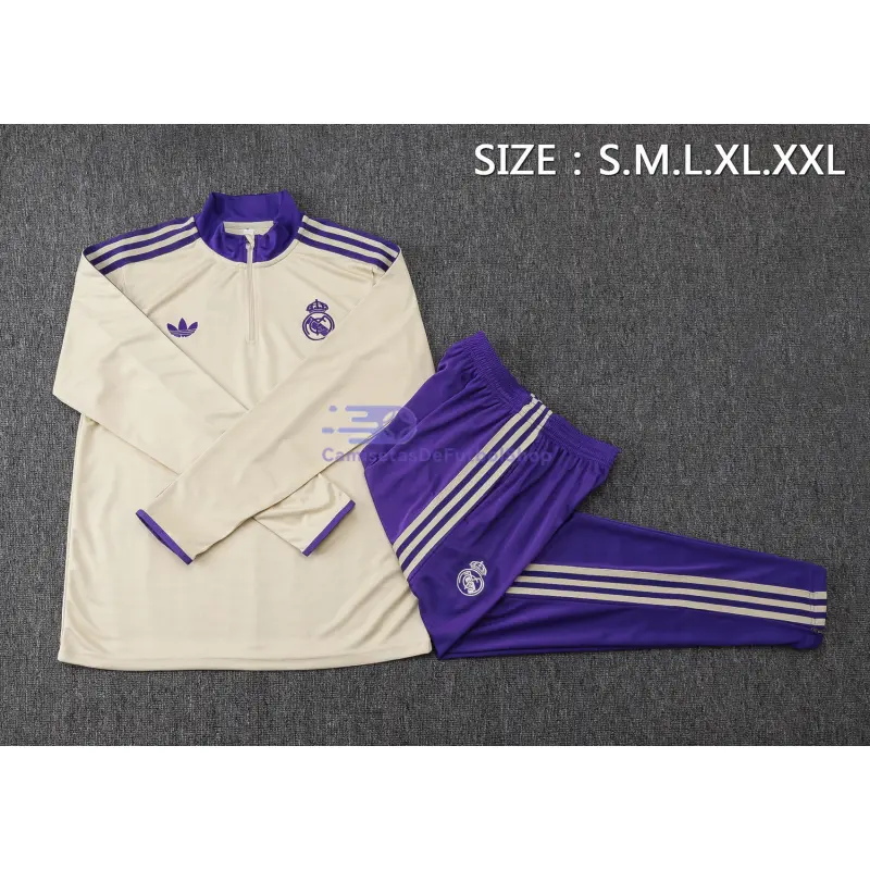 Sudadera De Entrenamiento Real Madrid 2025/2026 Kit Retro Beige/Morado