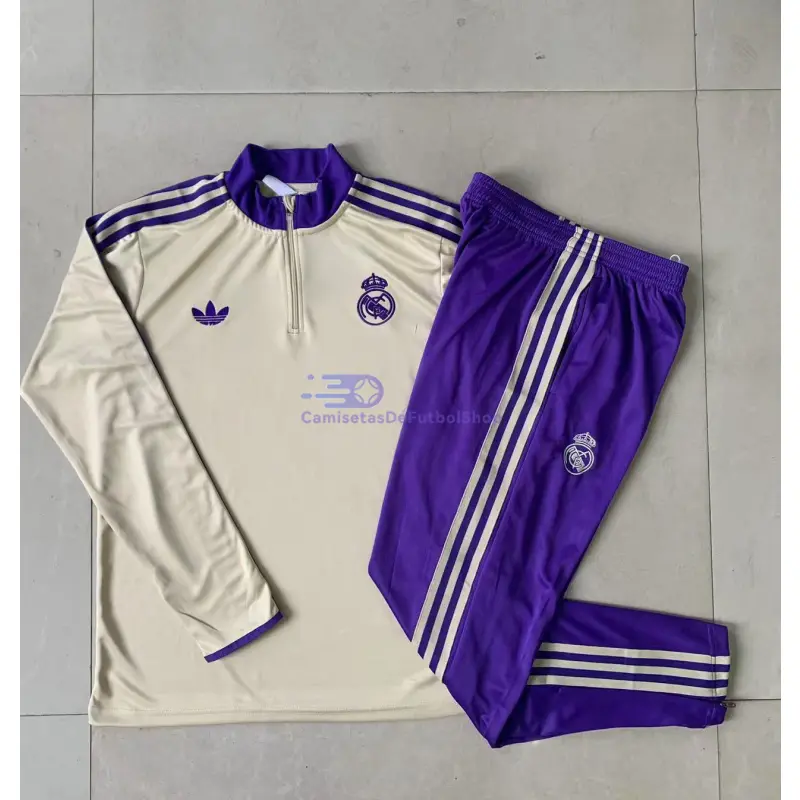 Sudadera De Entrenamiento Real Madrid 2025/2026 Retro Beige/Morado