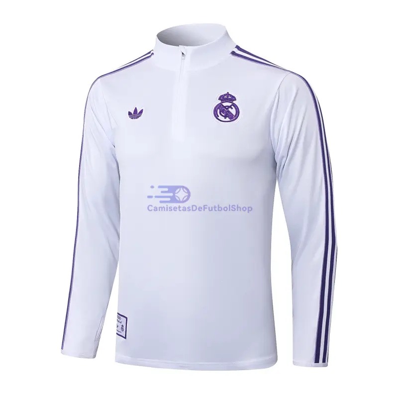 Sudadera De Entrenamiento Real Madrid 2025/2026 Retro Blanco/Morado