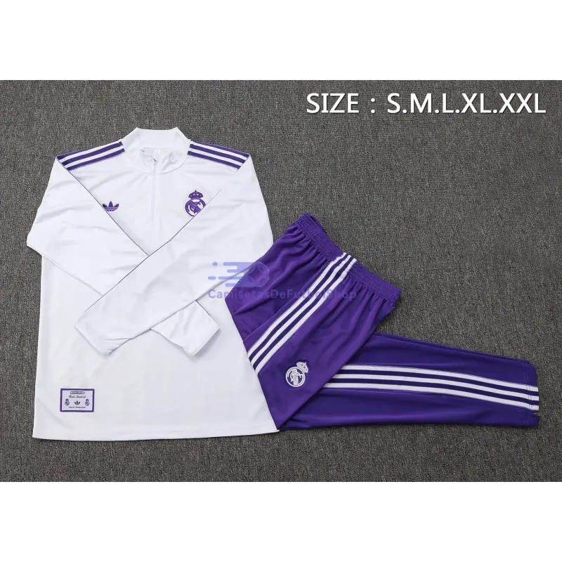 Sudadera De Entrenamiento Real Madrid 2025/2026 Kit Retro Blanco/Morado