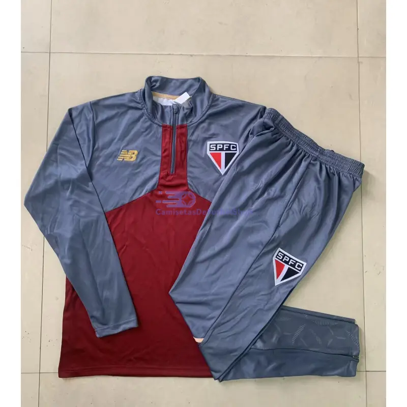 Sudadera De Entrenamiento São Paulo 2025/2026 Kit Rojo Oscuro/Gris