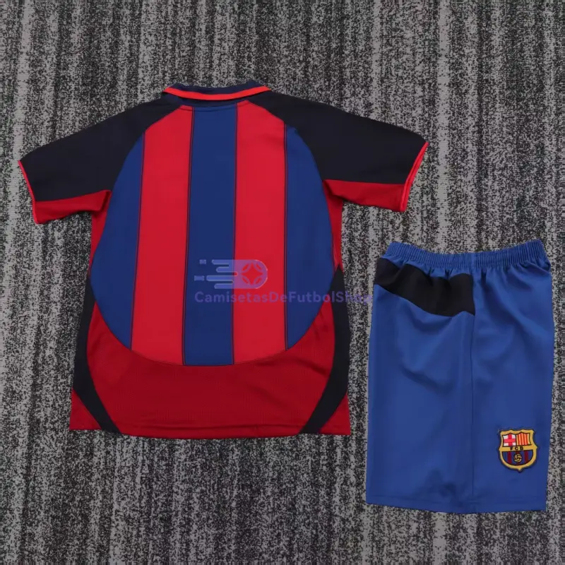 Camiseta Barcelona 2003/04 1ª Equipación Retro Rojo/Azul Niño Kit