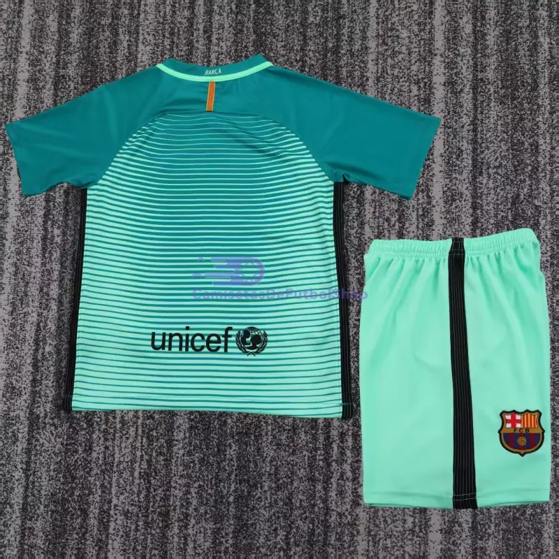 Camiseta Barcelona 2016/17 3ª Equipación Retro Verde Niño Kit
