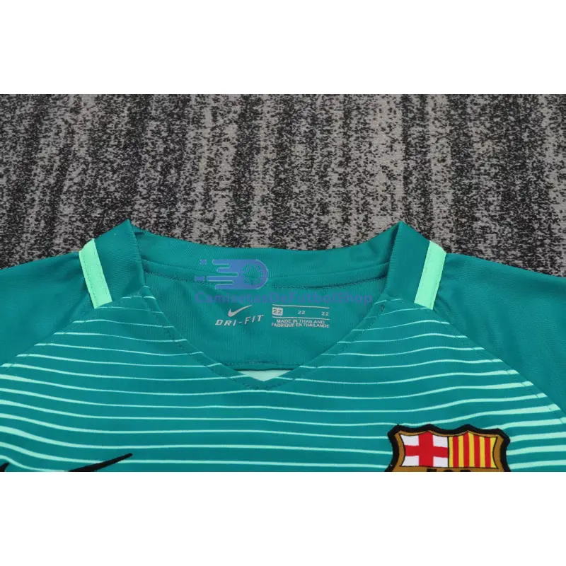 Camiseta Barcelona 2016/17 3ª Equipación Retro Verde Niño Kit