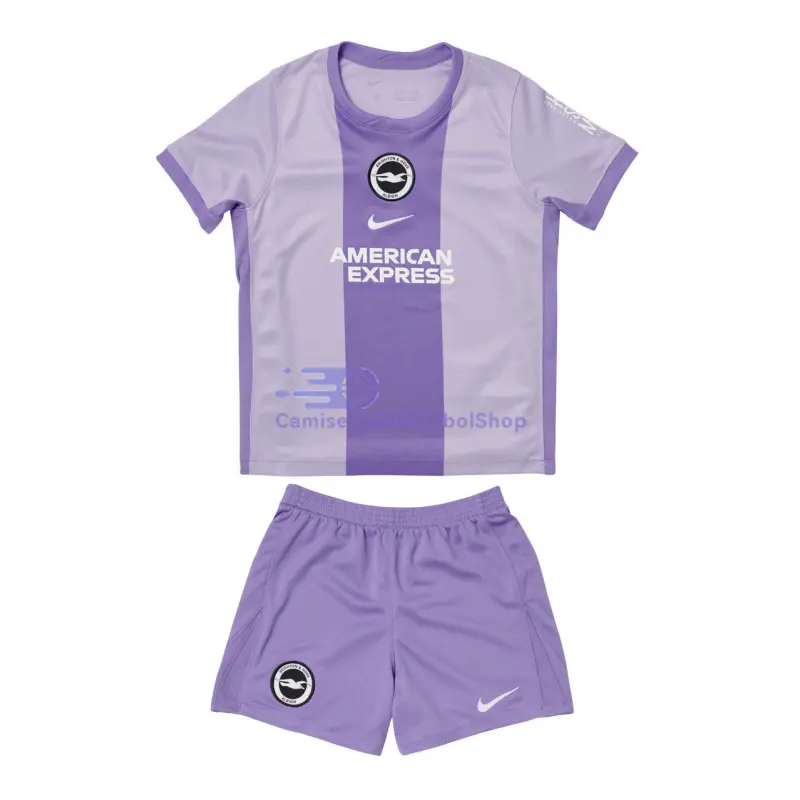 Camiseta Brighton 2025/2026 2ª Equipación Morado Niño Kit