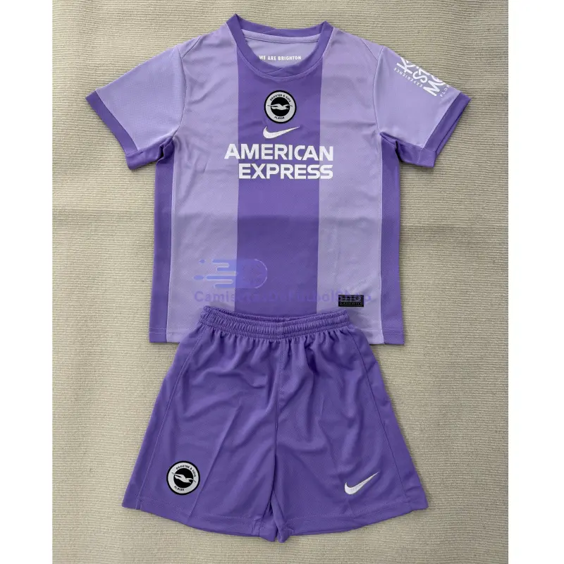 Camiseta Brighton 2025/2026 2ª Equipación Morado Niño Kit