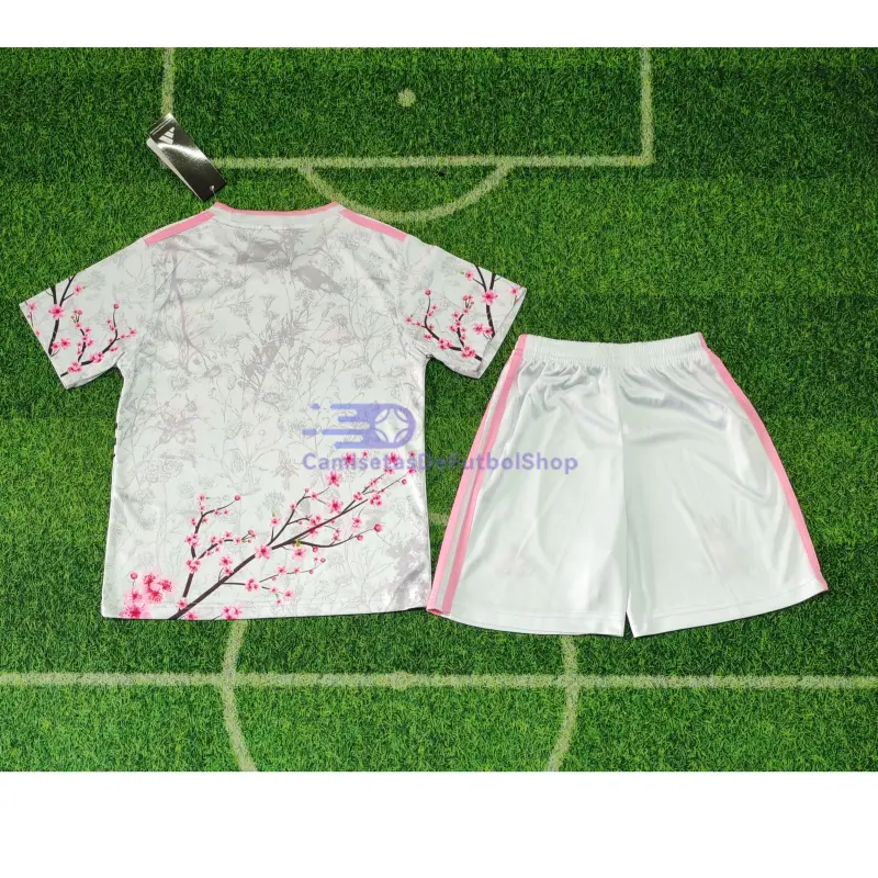 Camiseta Japón 2026 Edición Especial con Estampado de Búho Blanco/Rosa Niño Kit