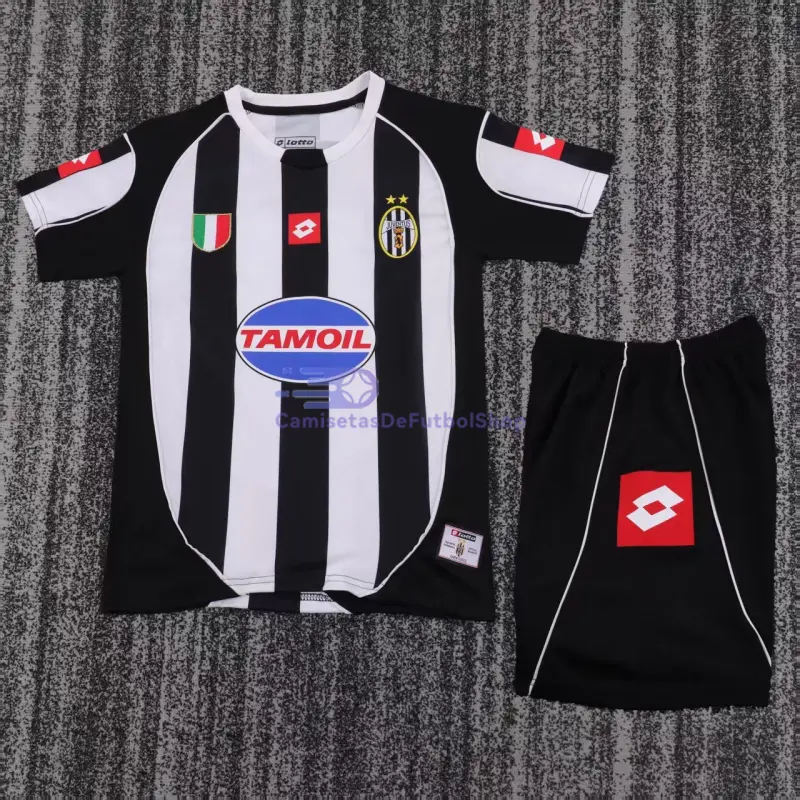 Camiseta Juventus 2002/03 1ª Equipación Retro Blanco/Negro Niño Kit