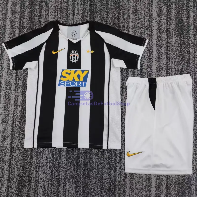 Camiseta Juventus 2004/05 1ª Equipación Retro Blanco/Negro Niño Kit