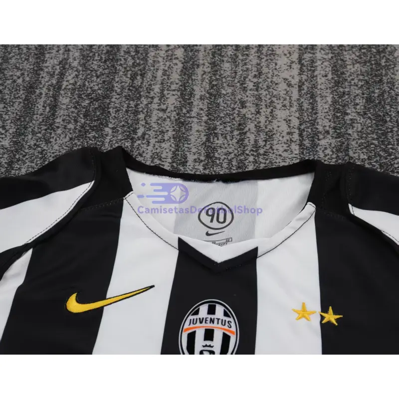 Camiseta Juventus 2004/05 1ª Equipación Retro Blanco/Negro Niño Kit