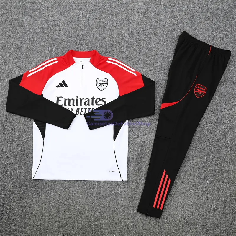 Sudadera De Entrenamiento Arsenal 2025/2026 Kit Blanco/Negro/Rojo