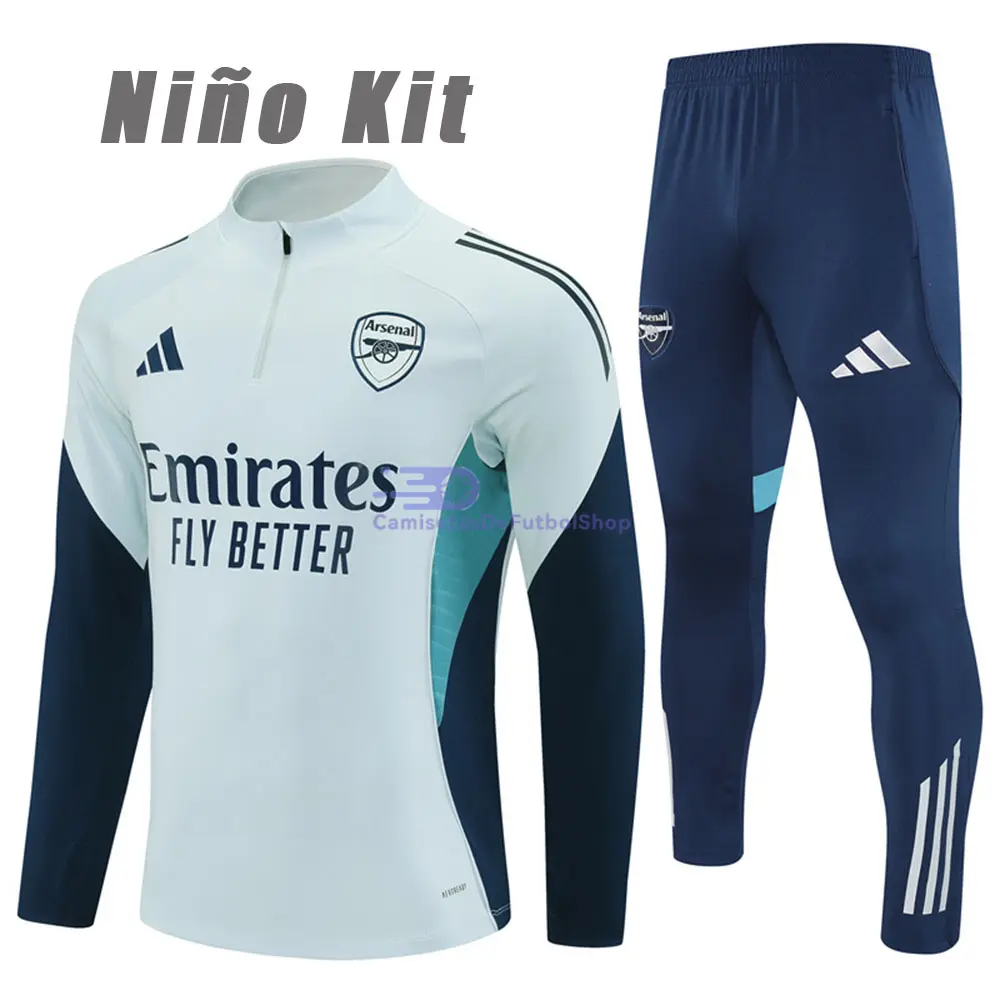 Sudadera De Entrenamiento Arsenal 2025/2026 Niño Kit Azul Claro/Azul Oscuro