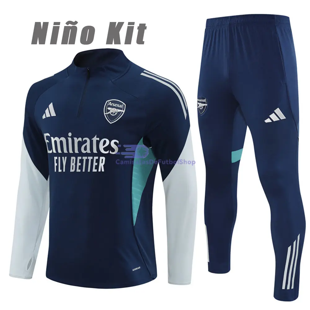 Sudadera De Entrenamiento Arsenal 2025/2026 Niño Kit Azul Oscuro/Azul Claro