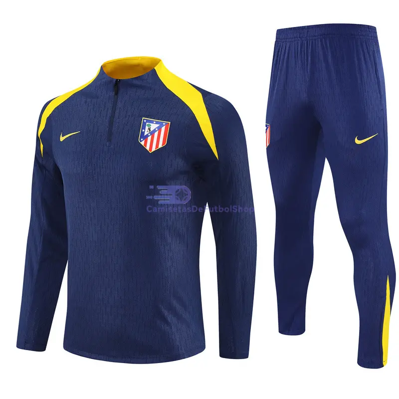 Sudadera De Entrenamiento Atlético de Madrid 2025/2026 Kit Azul Marino/Amarillo (EDICIÓN JUGADOR)